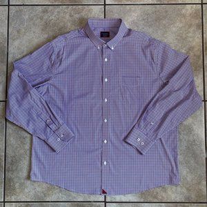 Untuckit Men’s Shirt Size 2XL Button Down Long Sleeve Checkered Nylon Blend